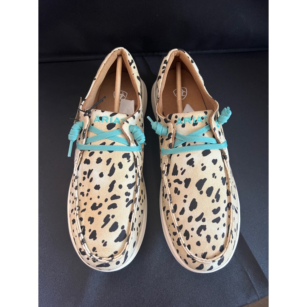Ariat Hilo Women 10 Washed Animal Print Canvas Slip On Loafers Turquoise - Picture 5 of 8